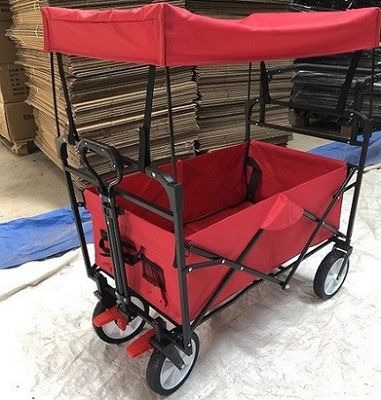 گاری تاشو قرمز گاری تاشو با دسته فشار روکش چرخ