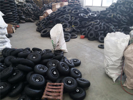 350 4 رینگ پلاستیکی خاکستری چرخ کالسکه بادی 10 اینچی تعویض چرخ ترولی دستی