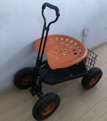 صندلی کار رولینگ باغ سنگین با سینی ابزار کاشت نارنجی