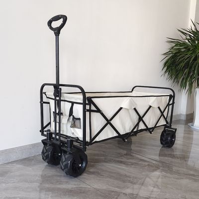 چرخ دستی کمپینگ تاشو آکسفورد 600D چرخ های PU قابل تنظیم تاشو واگن ساحلی بدنه کشیده